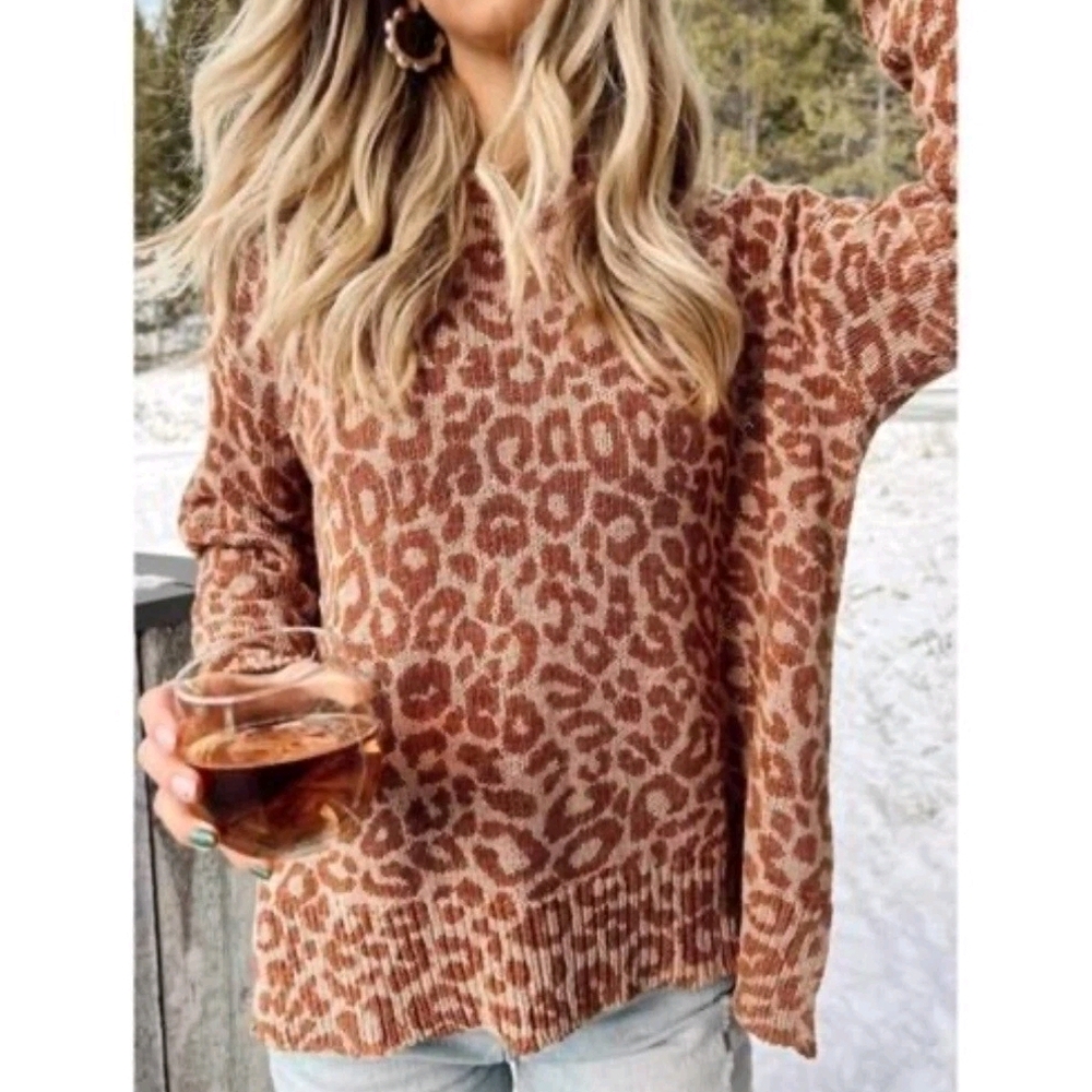 Show Me Your Mumu hug me cheata print cable knit sweater Sz XL